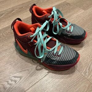 Nike LeBron James Boys’' Red and Teal Basketball Shoes